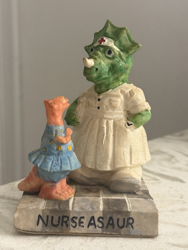 Nurse Asaur Sculpture Figurine Hand Painted Ceramic