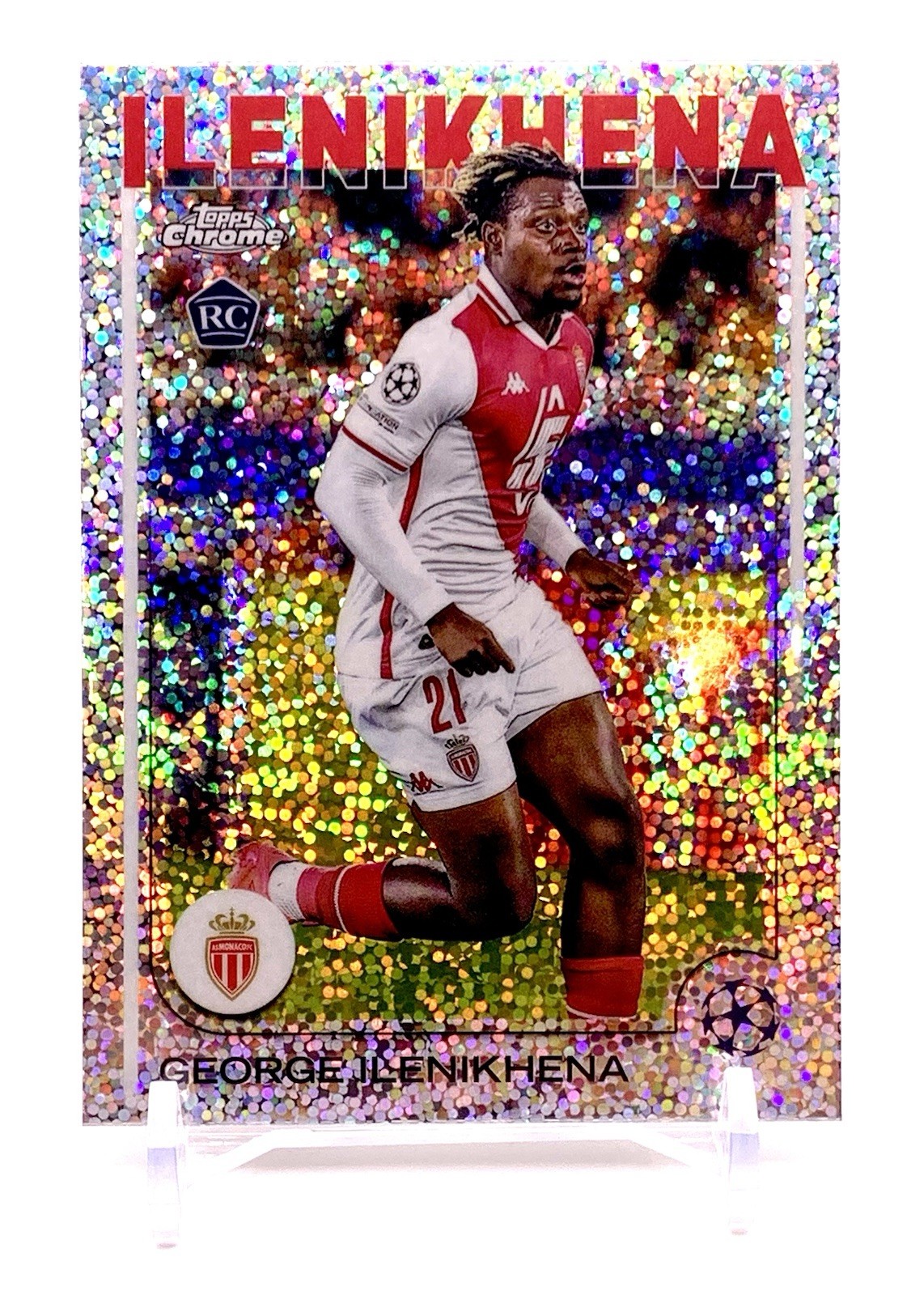 George Ilenikhena 2024-25 Topps Chrome UEFA #185 Speckle RC AS Monaco