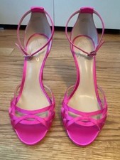 Jewel Badgley Mischka Fuchsia Satin Strappy Ankle Strap Stiletto Heels