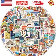100Pcs World Travel Stickers Pack, Waterproof Vinyl Travel Map Stickers for S...