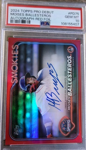 24 Topps Pro Debut Moises Ballesteros AUTO #PD-75 RED #'d /10 PSA10 ☢️ POP1 ☢️ - Picture 5 of 9