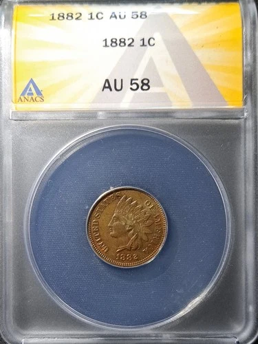 1882 indian head penny cent AU-58