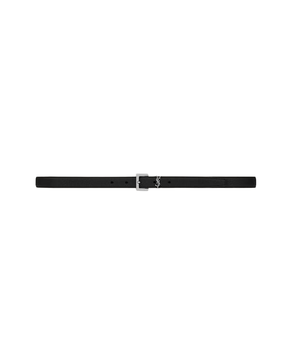 SAINT LAURENT $475 Black Cassandre Thin Belt New & Authentic