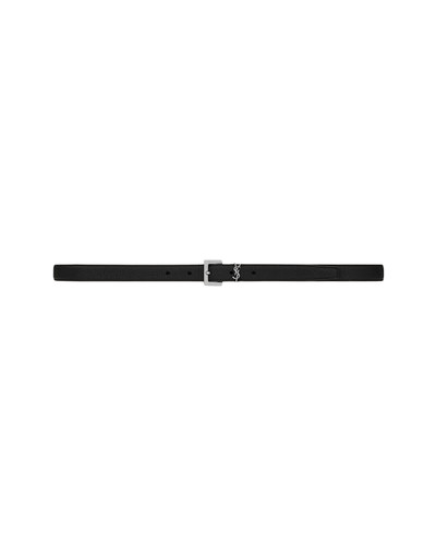 SAINT LAURENT $475 Black Cassandre Thin Belt New & Authentic