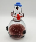 Clown Paperweight Murano Style Bubble Hand Blown Glass 4 3/4” MCM Vintage