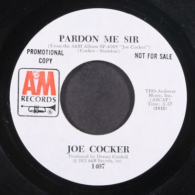 JOE COCKER: pardon me sir / st. james infirmary blues A&M 7'' Single 45 RPM