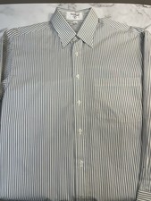 VALENTINO Ivory Blue Striped Long Sleeve Shirt Size 15.5 / 32-33 Cotton Darted