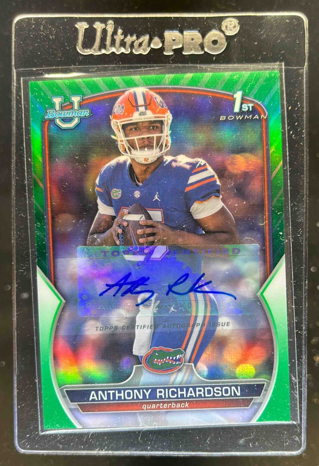 2022 Bowman U Chrome Anthony Richardson Auto 1st Green Refractor RC #2/99