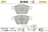 Valeo Bremsbelagsatz, Scheibenbremse 301863 FüR Audi Seat Skoda Vw