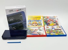 New Nintendo 3DS LL Metallic Blue CIB + Mario Kart 7 / 3D Land / Smash / Maker