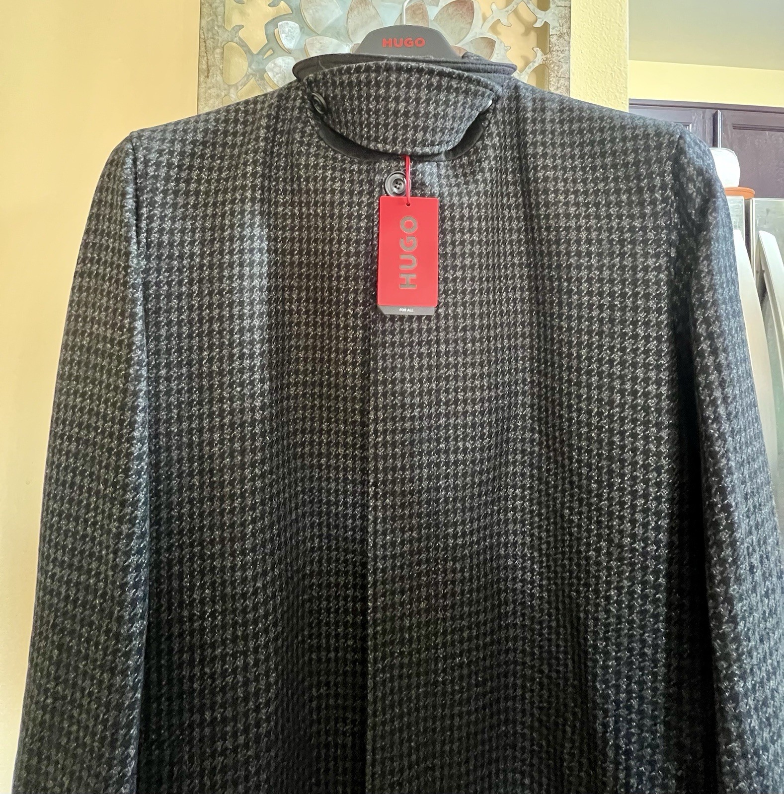Hugo Boss Men's Regular-Fit Houndstooth Overcoat / Large thumbnail 8