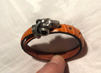 Fausto Colato Milano Armband 925er Silber  Widderkopf mit Lederband