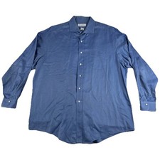 Brooks Brothers Makers Mens Royal Blue Dress Shirt 17.5-35 Made in USA Cursive