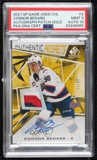 2021 SP Game Used CHL Edition Gold 11/49 Connor Bedard #2 PSA 9 Patch Auto 01g1