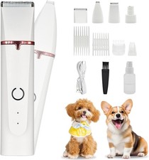 Pet Grooming Kit and Electric Clippers - Low Noise, Cordless Rechargeable