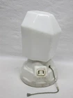 White Milk Glass Porcelain Wall Light Fixture Pull Switch Outlet Vtg Old Antique