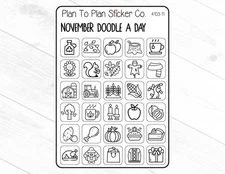 4103-11~~November Doodle a Day Planner Stickers.