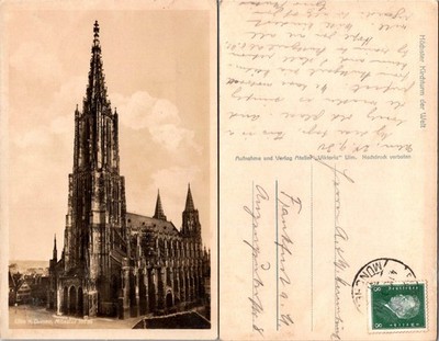 Ulm Munster Postcard Germany Used Stamped Handwritten Atelier Viktoria Ulm