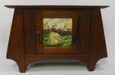Antique Arts and Crafts Cabinet with Delft Tile insert in door