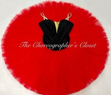 Professional Stretch Ballet Tutu Costume Red Black Small Medium Bust 30-33 YAGP