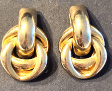 Vintage Gold Tone Love Knot Stud Earrings Cla...