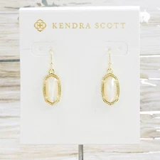 NWOT Kendra Scott Lee Ivory Mother of Pearl Drop Earrings Gold Tone