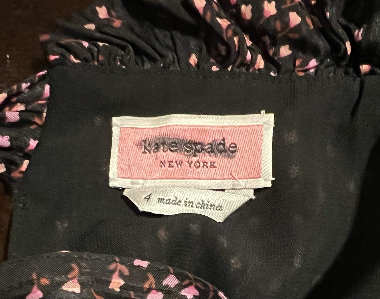 Kate Spade Meadow Open-Back Tie-Back Silk Blend Blouse Black Pink Size 4 thumbnail 6