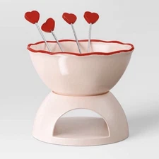 Fondue! Threshold Stoneware Pot Fondue Set - New In Box