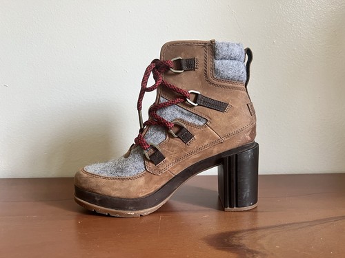 SOREL Blake Bootie SZ 7 Heel Boots Brown Lace-up Waterproof Snow Boots Rain - Picture 5 of 8