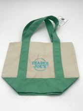 Trader Joe's Mini Pastel Canvas Tote Bag - Mint Green - New With Tags!