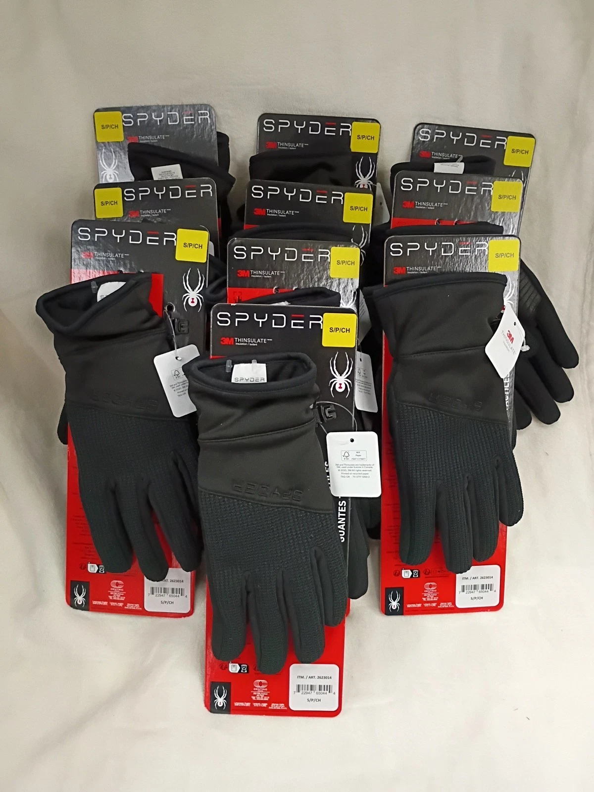 Spyder Core Knit Gloves Small Leather Palm Black Lot of 10 Unisex Men’s Women’s