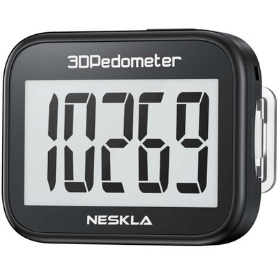 NESKLA 838 3D Pedometer for Walking, Simple Step 1.93'' x 0.9'' x 1.57'', Black