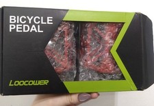 NEW IN BOX Loocower Aluminium Red Bicycle Pedals 9.4x12cm CG S35
