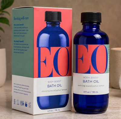 EO Body Boost Bath Oil Reviving Eucalyptus Lemon Blue 4 fl oz