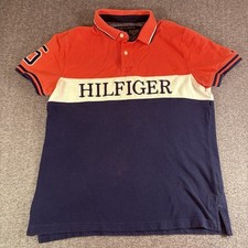 Custom Fit Tommy Hilfiger Men's Medium Polo Shirt Preppy Casual Top