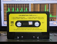 4-in-1 Maxell Test/Calibration audio cassette tape: L/R, level, speed, azimuth