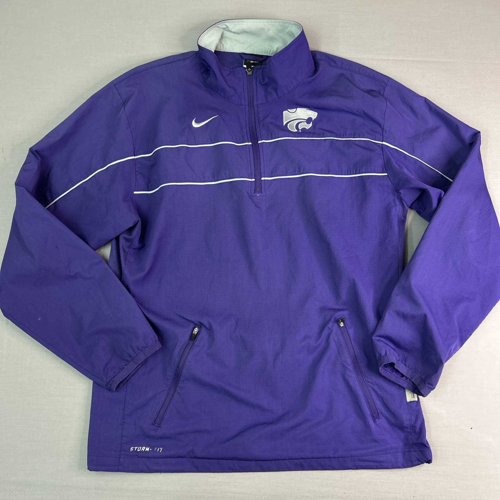 Y2K Nike Storm Fit K State Kansas Wildcats 1/4 Zip Jacket Size Small Vented