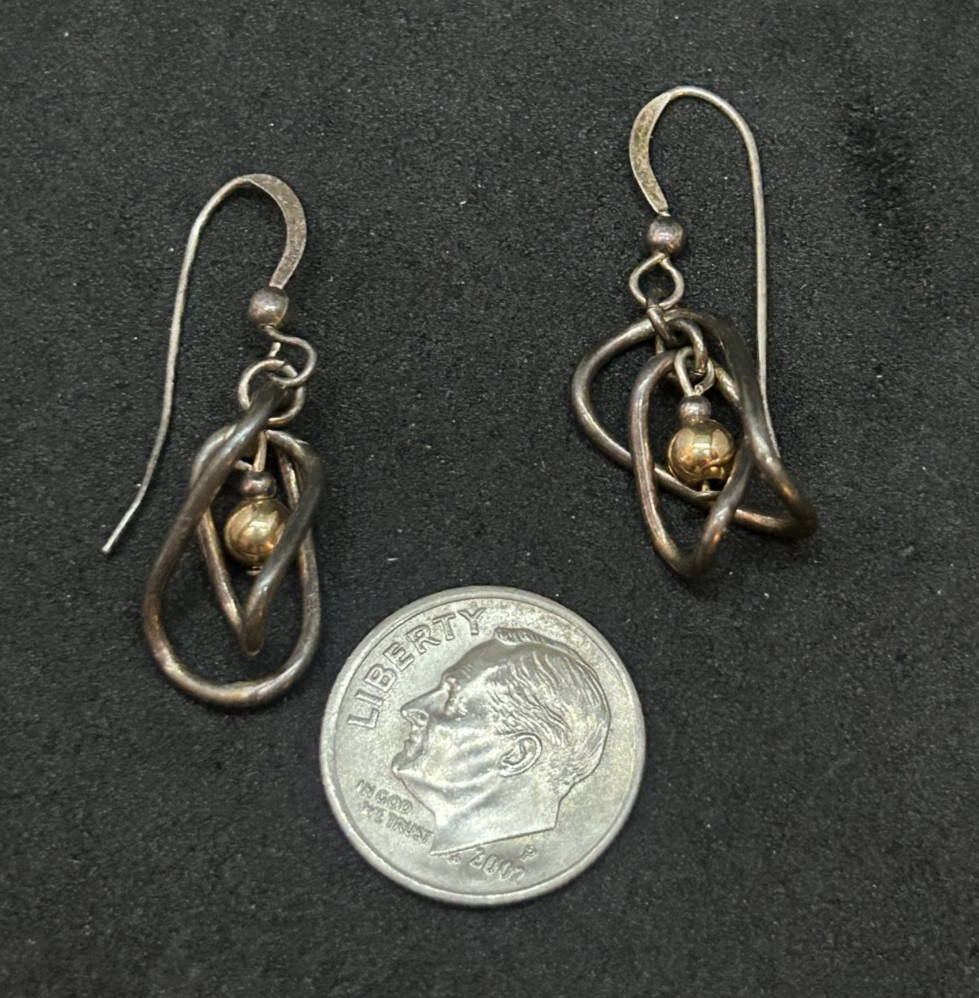 925 Sterling Dangle Interlocking Hoops Earrings 1… - image 2