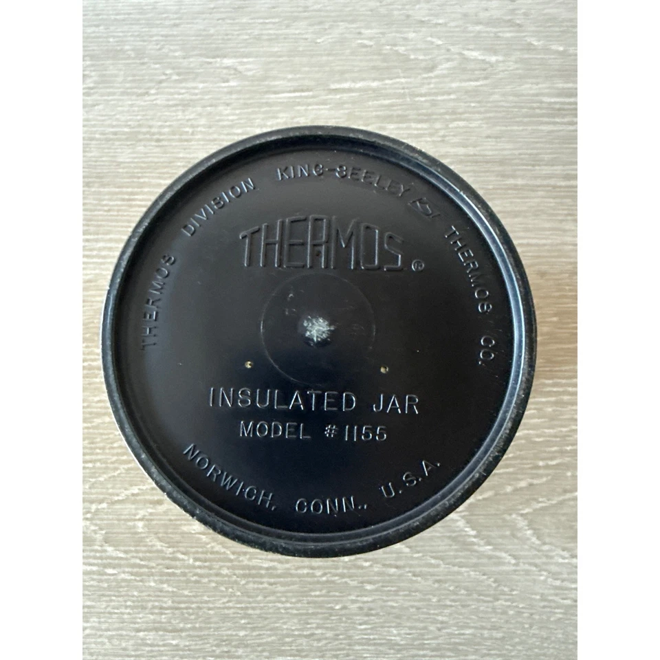 Винтажная термос King Seeley модель #1155 изолированная банка горчичный/белый сделано в США - Изображение 3 из 4