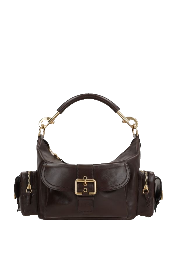 Chloe  Camera Medium Kohl Brown Glossy  Leather Shoulder Bag New & Authentic