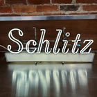 Schlitz Beer Neon Sign Vintage Works Mt Vernon Co Cracked Plastic Bar Light