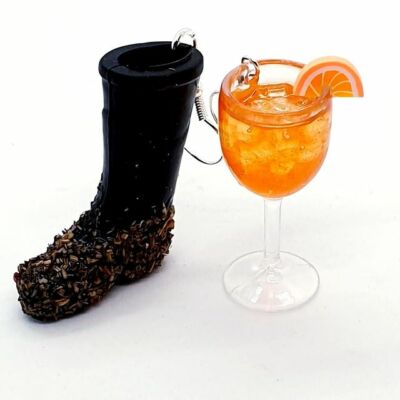 Einzigartige MUDDY WELLY & APEROL SPRITZ OHRRINGE glasto FESTIVAL glastonbury WELLIES