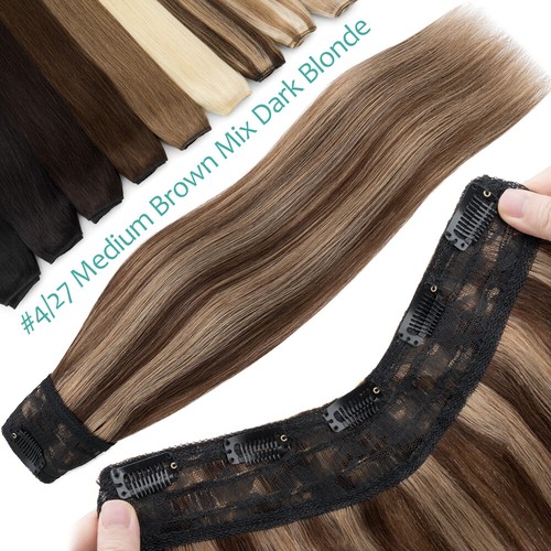 Thick One Piece Clip In Remy Russian Real Human Hair Extensions Full Head Weft - Picture 22 of 25