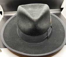 Roberto Collection by Broner Black Zoot Hat 100% Wool Made in USA feather Sz S