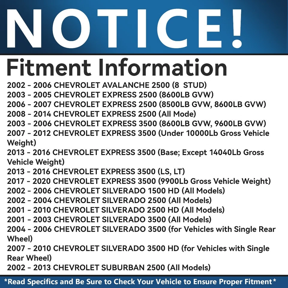 Front Drilled Rotors Brake Pads for Chevy GMC Sierra Silverado 2500 3500 HD H2 - Image 3 of 4