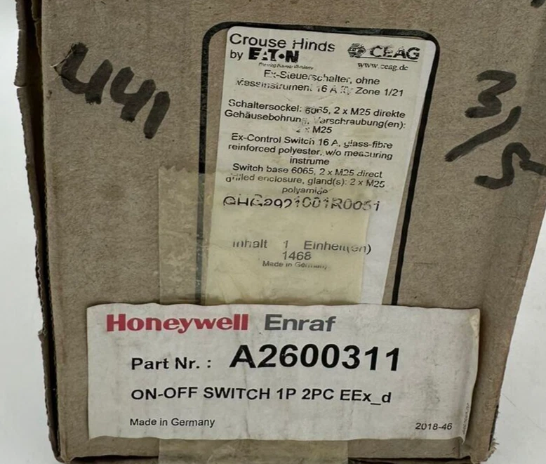 INTERRUPTOR DE ENCENDIDO Y APAGADO CROUSE HINDS BY EATON EX-CONTROL 16 A GHG2921001R0051 Foto 4 de 4