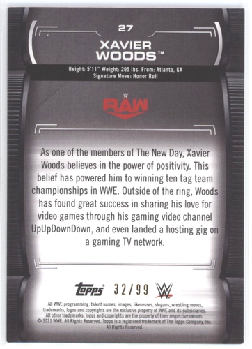 Xavier Woods 2021 Topps WWE unbestrittene Basis lila parallel 32/99 RAW - Bild 2 von 2