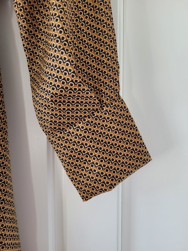 ZARA Geometric Pattern Satin Collared Mini Belted Shirt Dress Size L BNWT - Picture 6 of 14