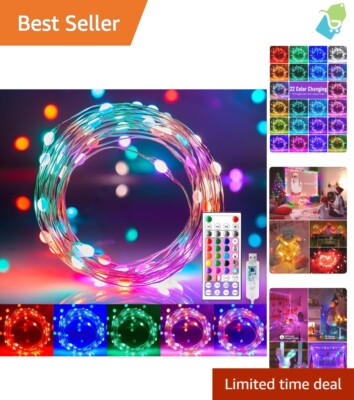 Multicolor Fairy Lights - 66FT USB Powered String Lights with 16 Colors & Timer
