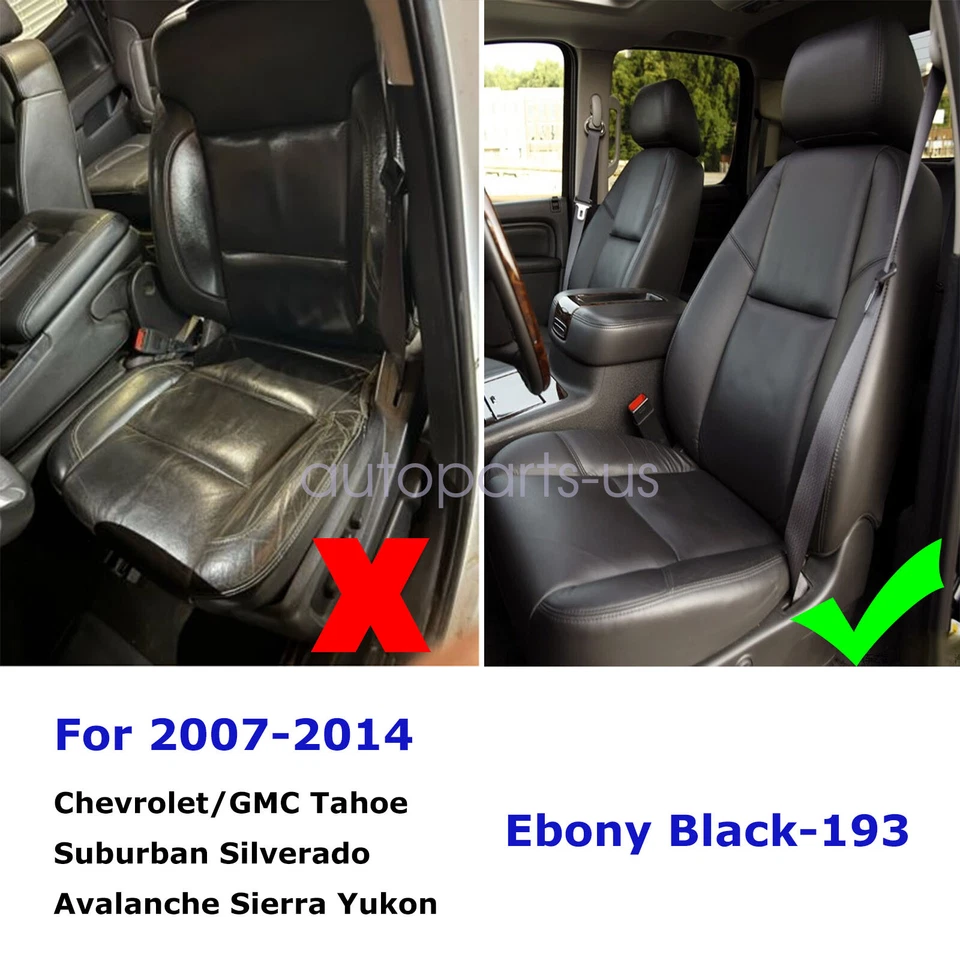 For 2007-2014 Chevy Silverado 1500 2500 3500 HD Front Seat Cover Black Leather Foto 4 de 4
